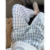 Grandma Pants Women's Summer New High-waisted Thin Straight Casual Small Nine-point Harlan Plaid Pants