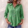 Women's Casual Cotton Linen Long Sleeve Button Down Shirt Color Loose Fit for Daily Wear