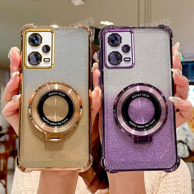 Note12 Luxus-Beschichtungshalter-Hülle für Xiaomi Redmi Note 12 Pro 4g 5g 12pro Stoßfeste Schutzhülle aus Silikon mit Standfunktion Note12pro