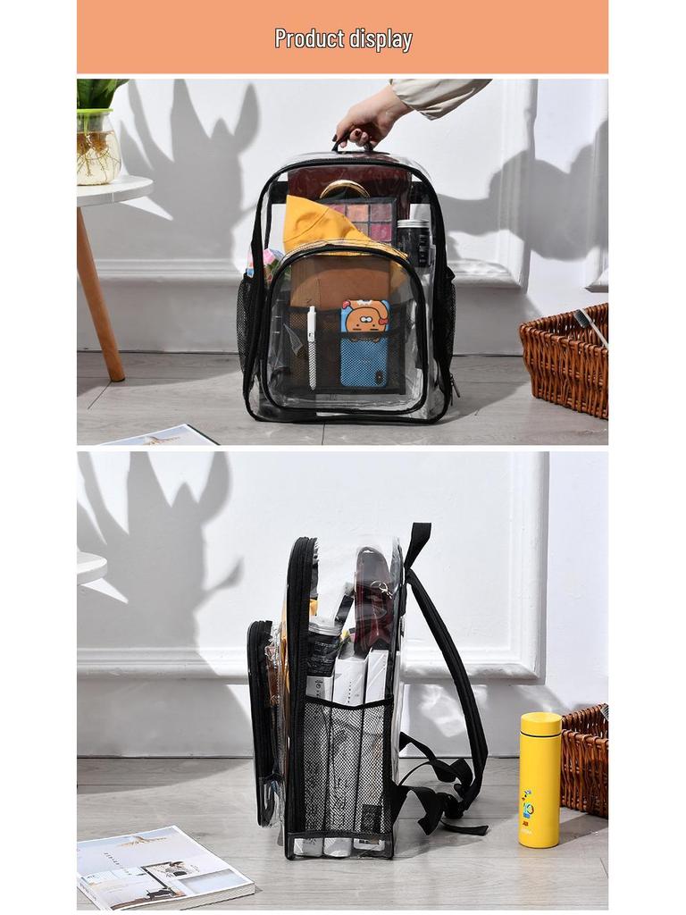 Zaino Tracolla in PVC Trasparente - Impermeabile, Grande Capacità, Borsa Ita Unisex Adatta per Studenti