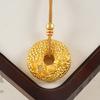 New Chinese Style Hammer Pattern Hollow Point Diamond Lotus Peace Buckle Retro Jewelry Necklace Pendant