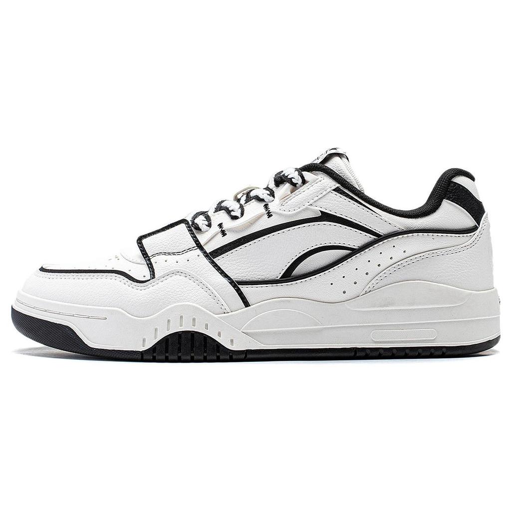 new LiNing Yuebai Slip Resistant Cushioning Low Top Skateboard Shoes Men's White Black