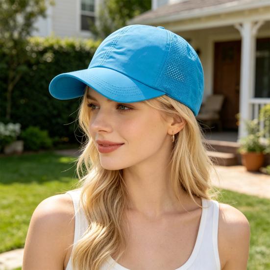 Women Baseball Cap, Adjustable Elastic Straps Quick-Drying Sun Hat, Criss-Cross Ponytail Design Baseball Hat for Running Yoga Hiking