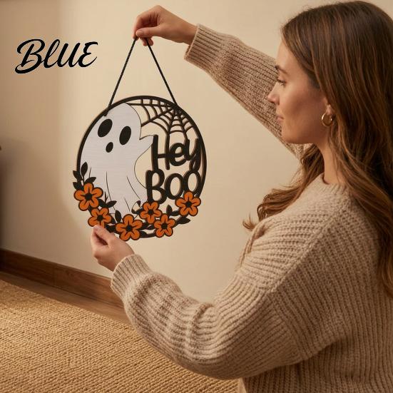 Halloween Door Sign Ghost Sign Cute Boo Hanger Spooky Gifts for Lovers Hanging Welcome Porch Yard Wall Home Party Decor Fall Seasonal Accents