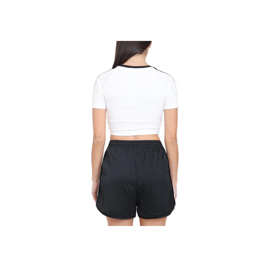 Adidas Originals Logo Print Contrast Three-Stripe Crop Short Sleeve T-Shirt Women Tops White IP0662