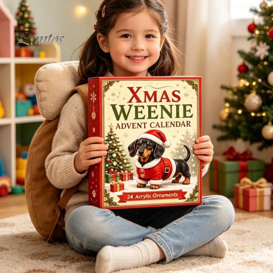 Christmas Stocking Stuffers 3D Dachshund Advent Calendar with 24 Unique Mini Dog Figures, Birthday Gifts for Children Countdown Toy Set Kids, Holiday