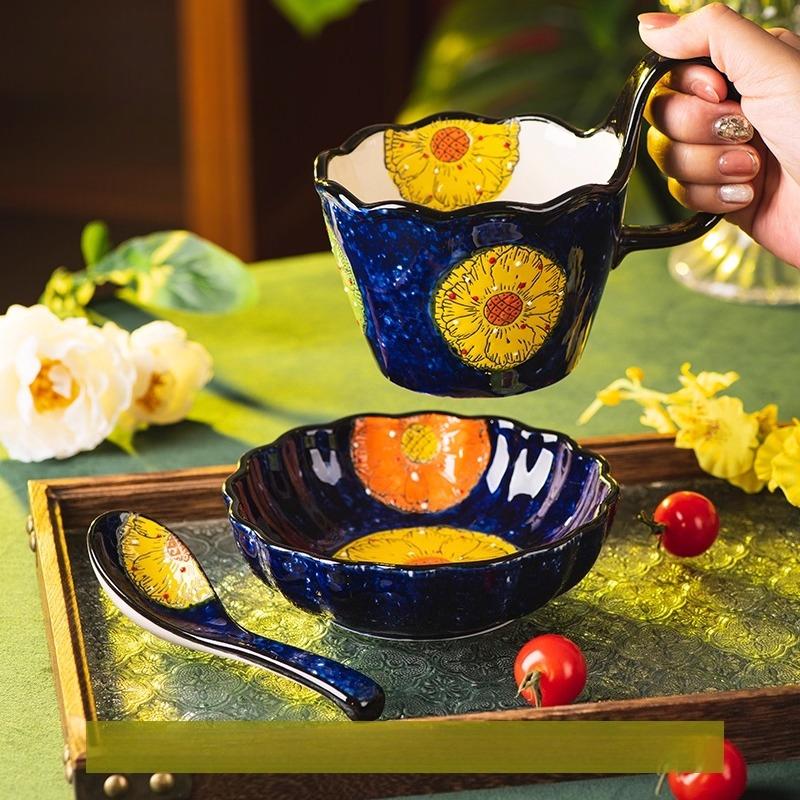 

Суповые миски с ручками, керамические тарелки и миски в наборе с чашкой и ложкой, кружка из польской керамики для завтрака, перекусов, десерта, можно мыть в посудомоечной машине и использовать в микроволновой печи