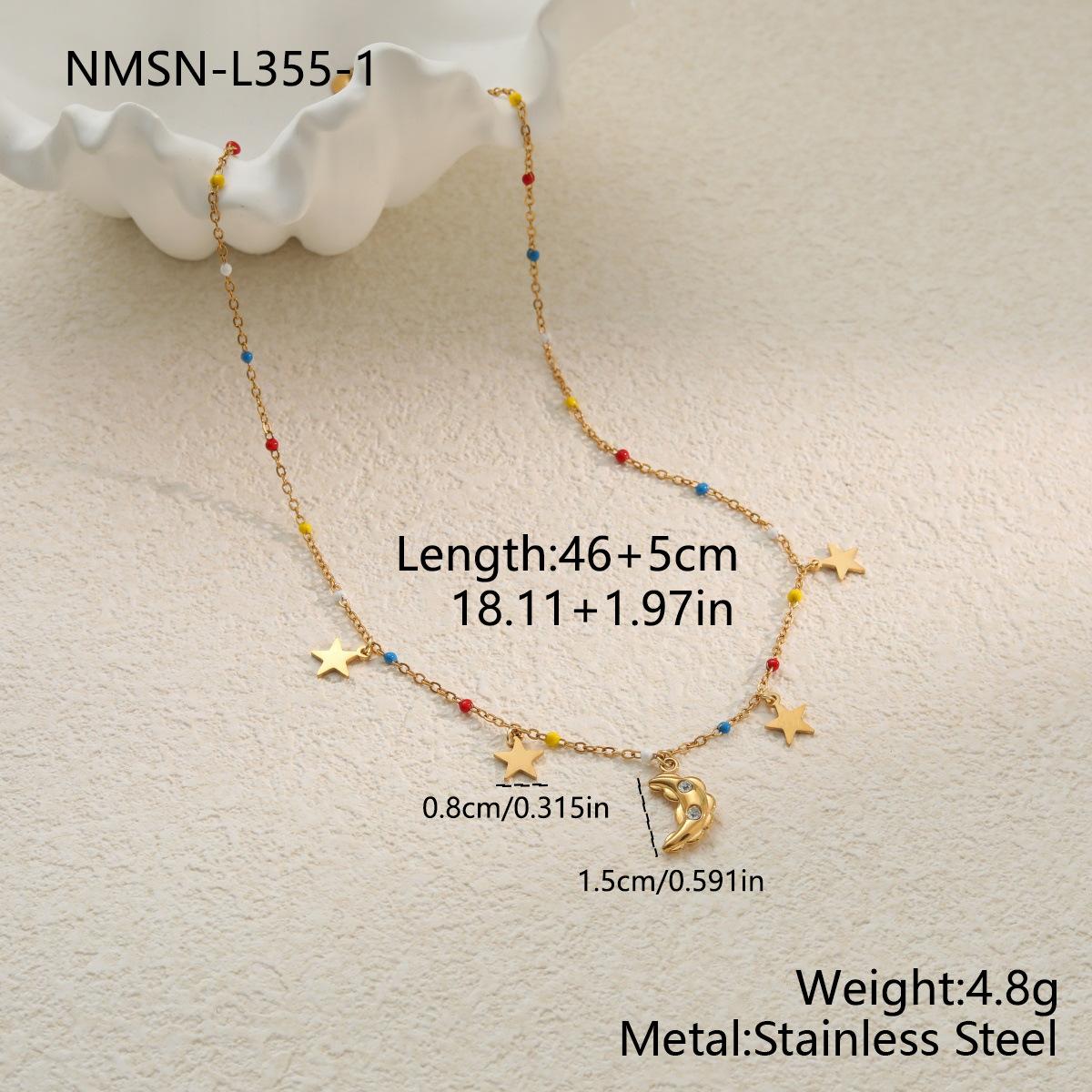 GEMCHIC Women s Colorful Beaded Star and Moon Pendant Necklace Layered Chain Jewelry for Vacation