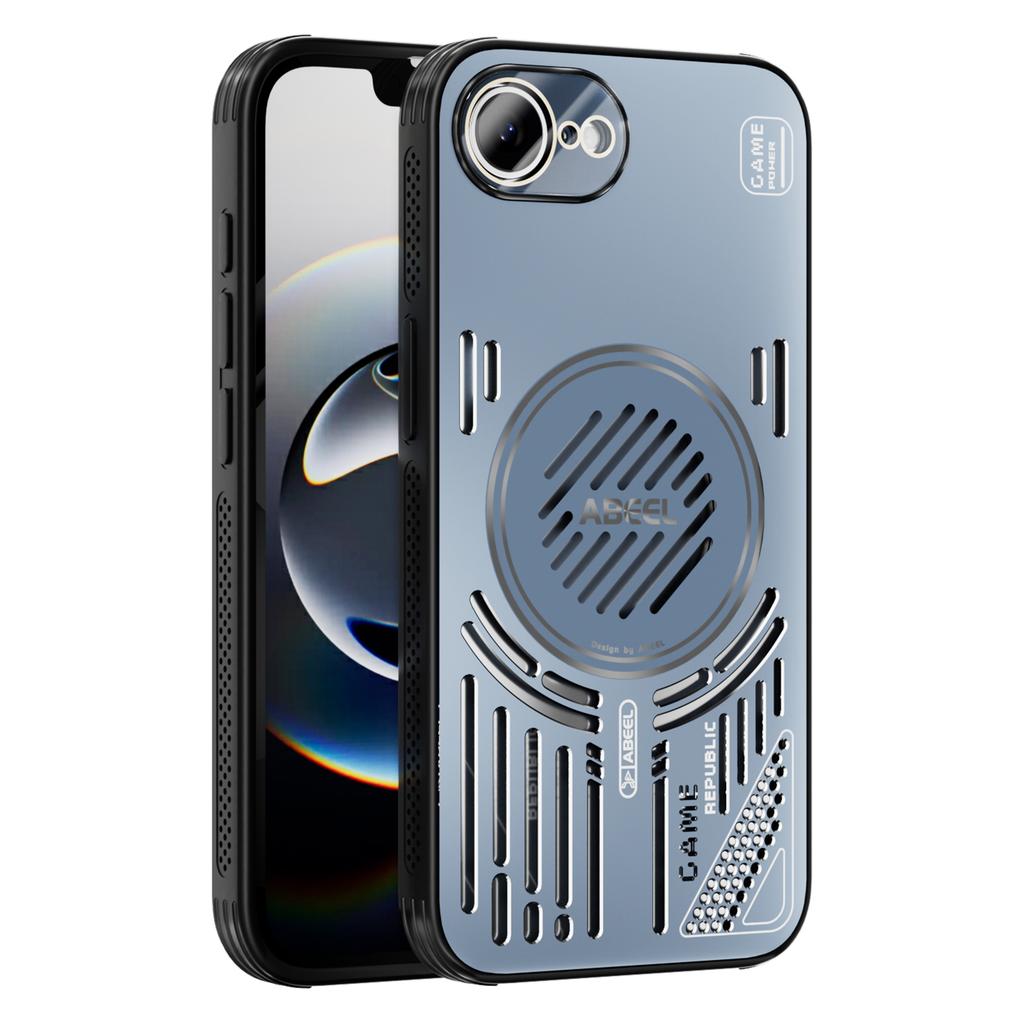 For iPhone 16e Magnetic Case Aluminium Alloy+PC+TPU Hollow Heat Dissipation Phone Cover