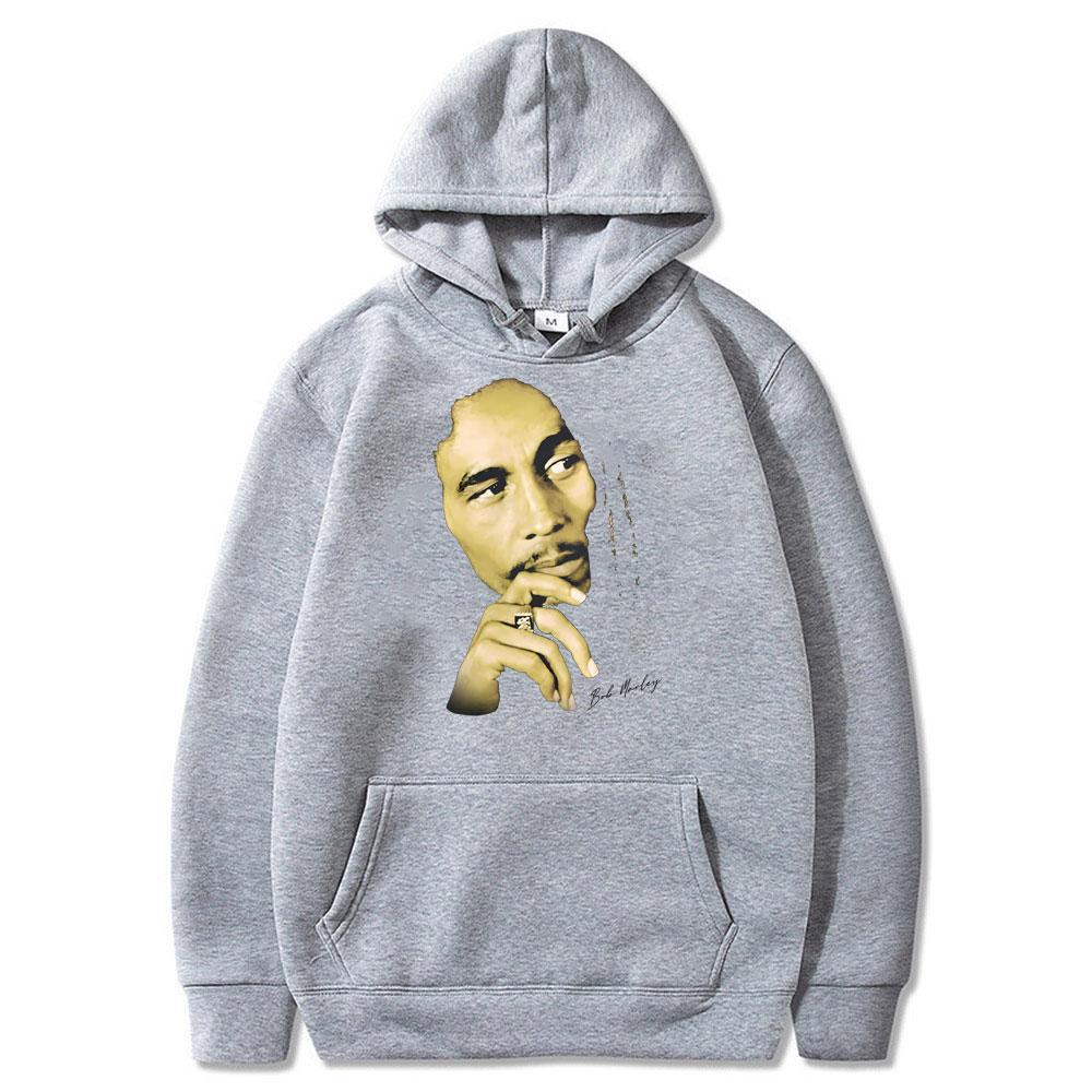 Classic Vintage Rapper Bob Marley Big Face Graphics Hoodie Bob Marley Anniversary Album Print Hoodies Men Hip Hop Black Clothing