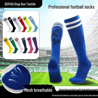 Erwachsene & Kinder Rutschfeste Overknee-Fußballsocken - Dick, Schweißabsorbierend, Gestreiftes Design