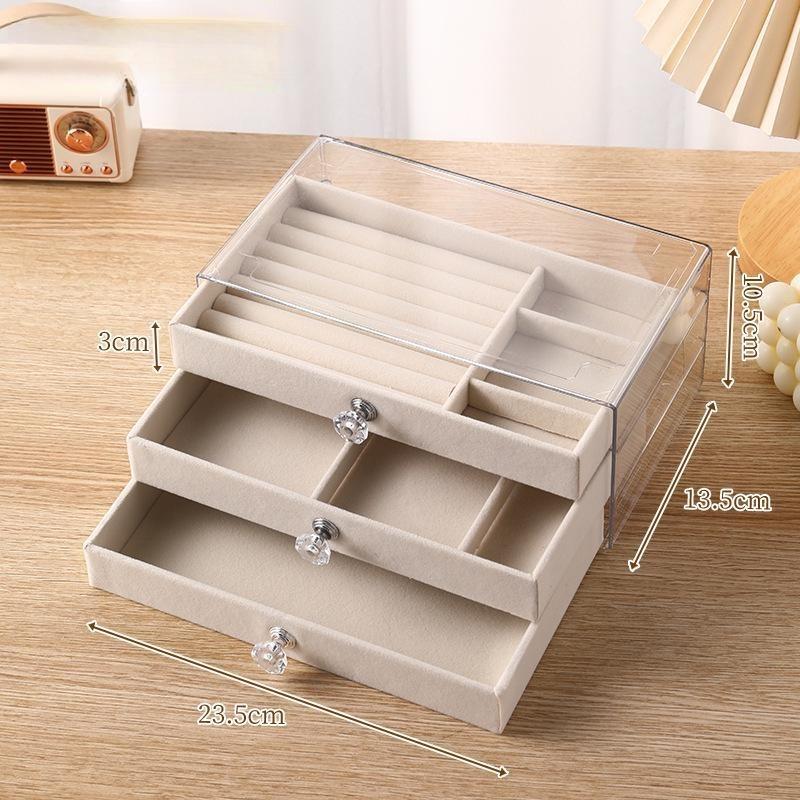 Velvet Jewelry Box with Anti-Oxidation, Transparent Acrylic Storage for Earrings, Necklaces, and Rings