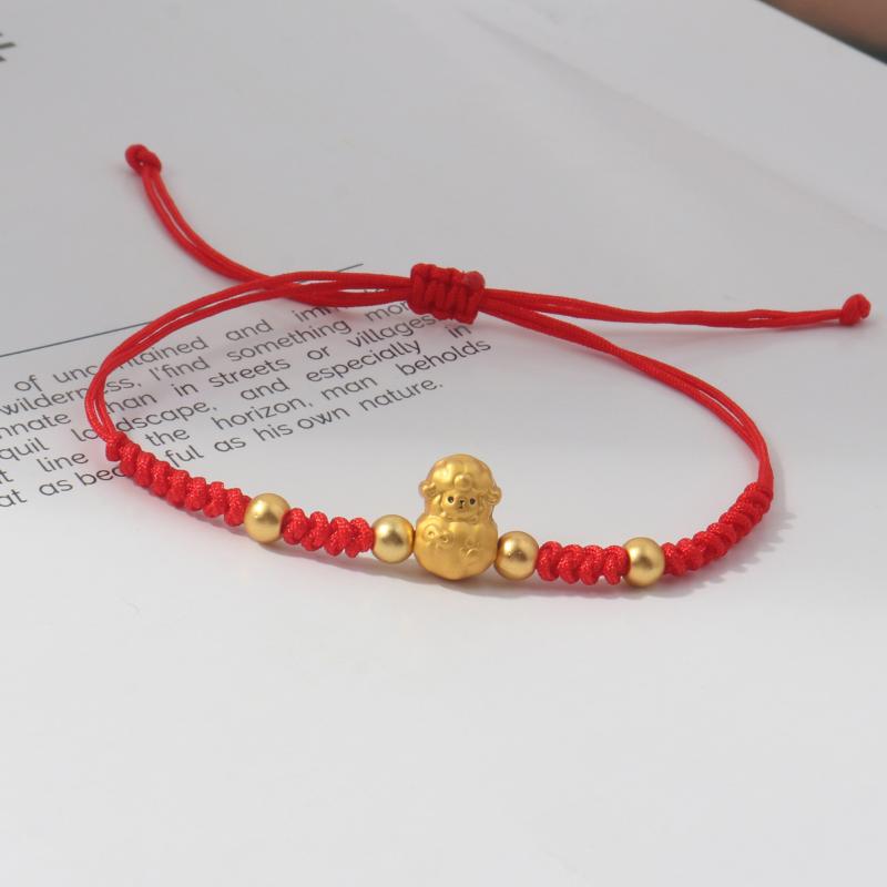 Handmade Red String Bracelet Gold Plated Zodiac Sheep Charms Adjustable Size Good Luck Gifts Daily Wear Fashion Jewelry