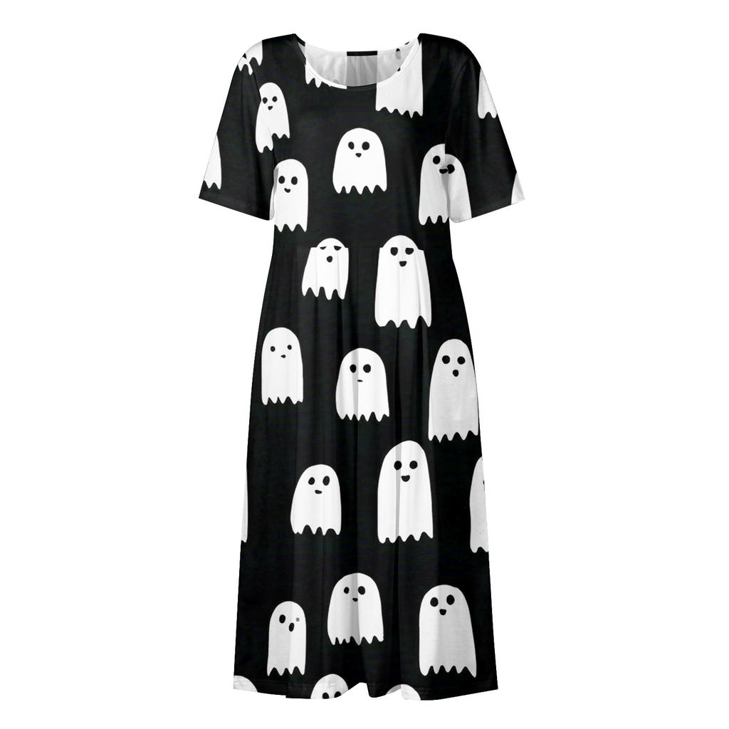 Sommerkleid für Damen, lässig, bedruckt, kurzärmlig, Strand-Swing-Kleid