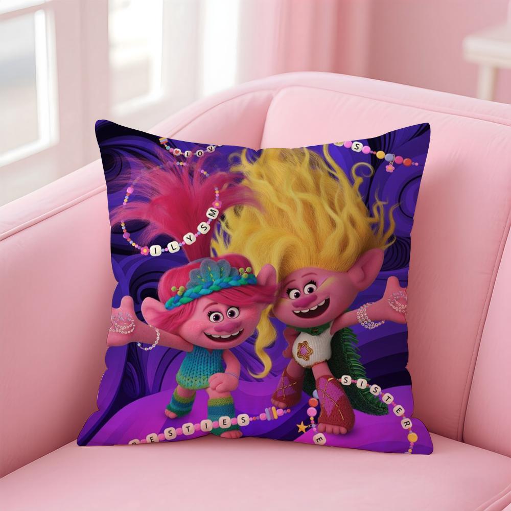 Colorful Cute American Cartoon TTrolls Cushion Cover Pillow Case Soft Skin Friendly Fabric Concealed Zipper