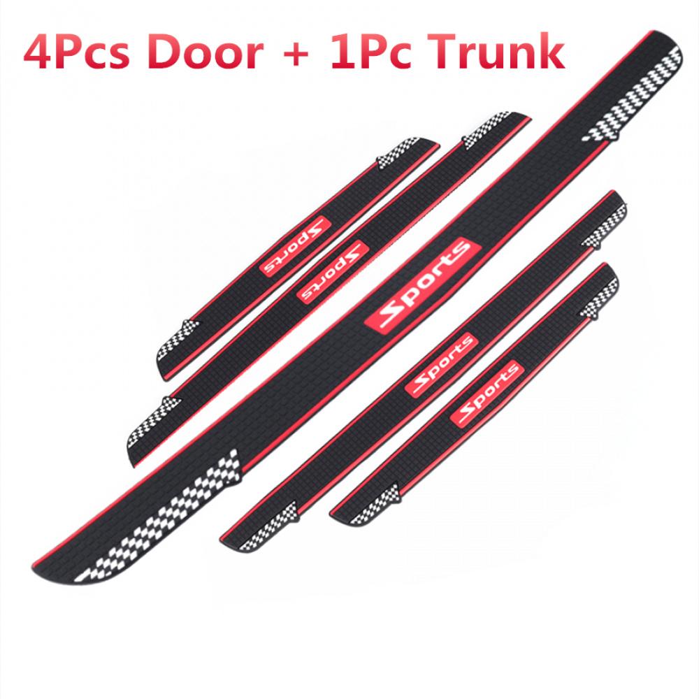 5Pc Black Rubber Car Door Scuff Sill Cover Panel Step Protector 4* Door + Trunk