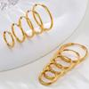 Vnox Simple Thin Stainless Steel Earrings For Women Girls, 13-23mm 18K Gold Plated Huggies, Non-allergic Jewelry 1.6mm Wire