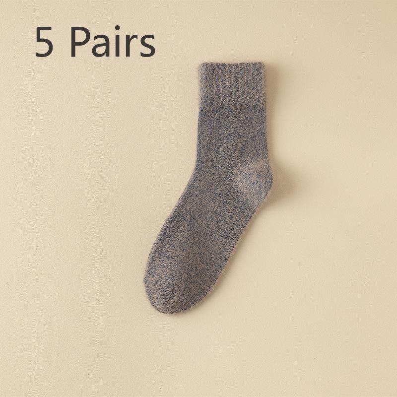 5 Pairs of  Male Autumn and Winter Plush Warm Thickened Floor Mid Calf Socks