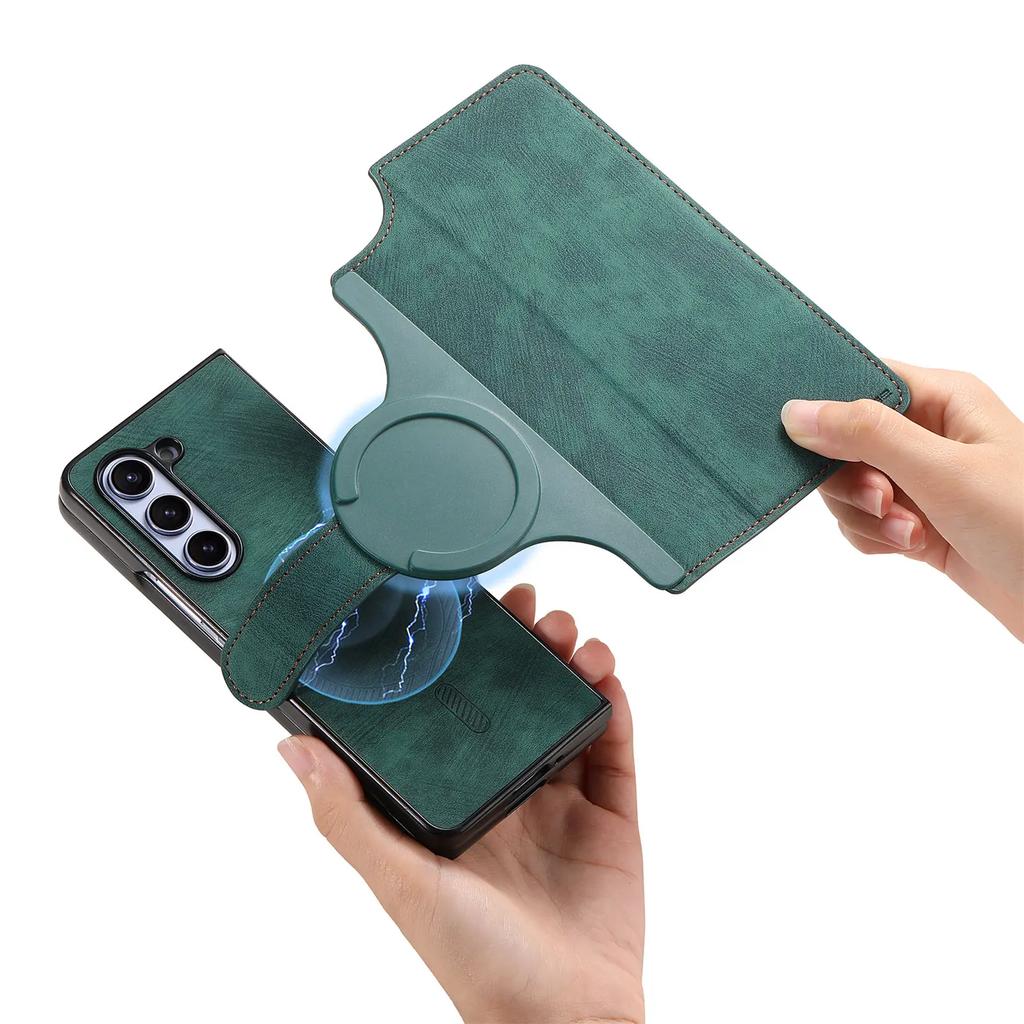 2 in 1 Detachable  Magnetic Flip Phone Case For Samsung Galaxy Z Fold 7 6 5 5G Fold6 Fold7 Cards Solt Wallet Removable Bag Cover