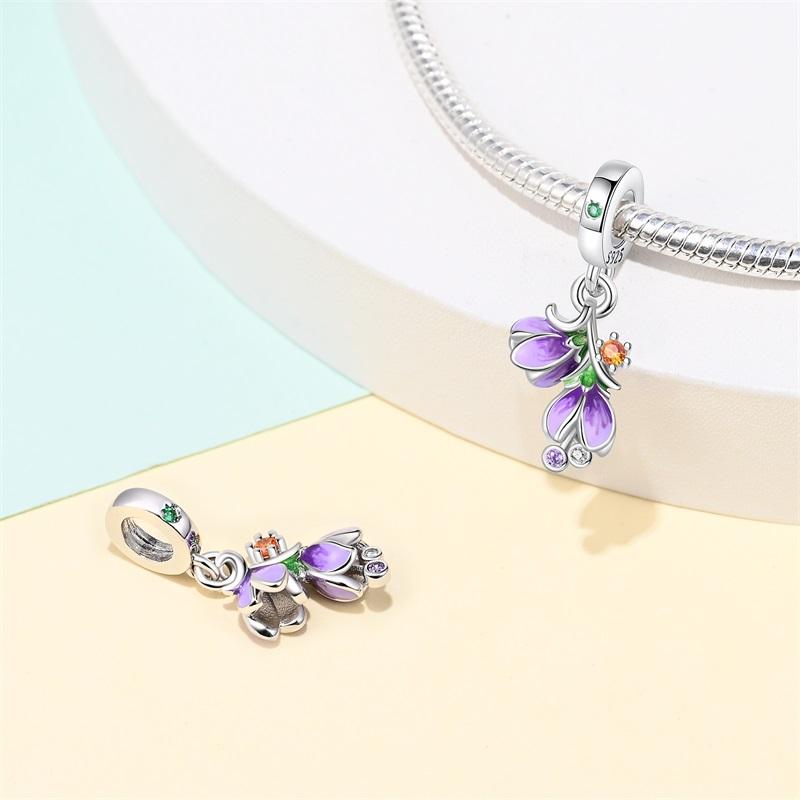 copper Butterfly Tulip Iris Flower Charm Bead Charms Bead Charms Compatible With Pandach Authentic Bracelets Fine Do It Yourself Valentine Jewellery G