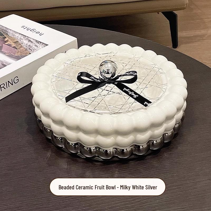 Ceramic Fruit and Candy Bowl for Living Room Table - New Year Snacks Display & Storage Box