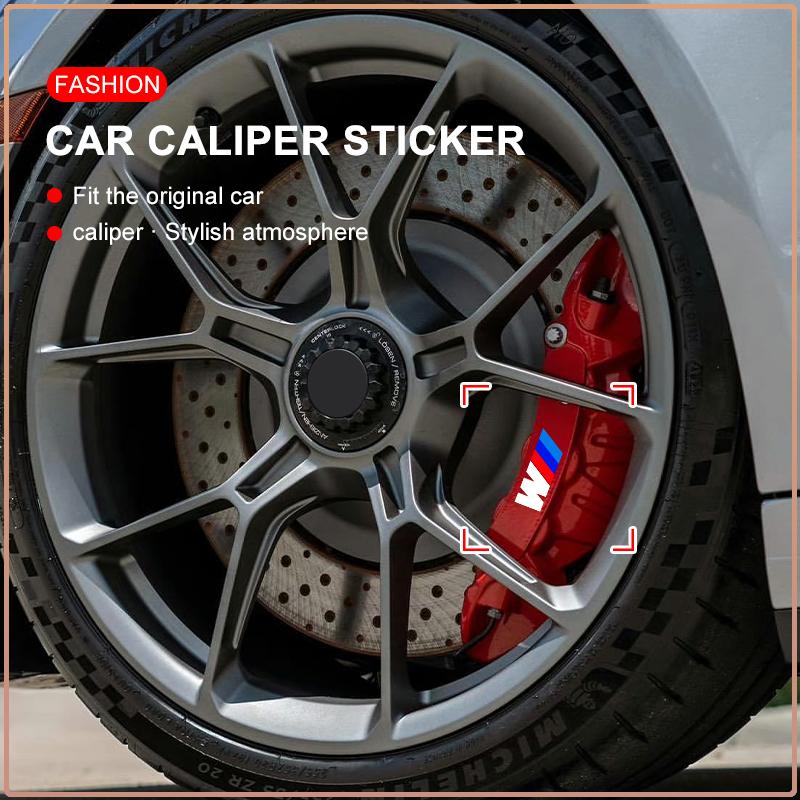 6 Stuks/Set Sportauto Remklauw 3D Stickers Wielnaaf Decoratie Accessoires of Bmw M3 M4 M5 M6 F20 F30 G20 F31 F34 F10 G30 F11 X3 F25 X4 I3 1 3 5 Serie