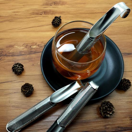 Tragbares Hakenrohrdesign Edelstahl Teezubereiter Sieb Tasse Filter