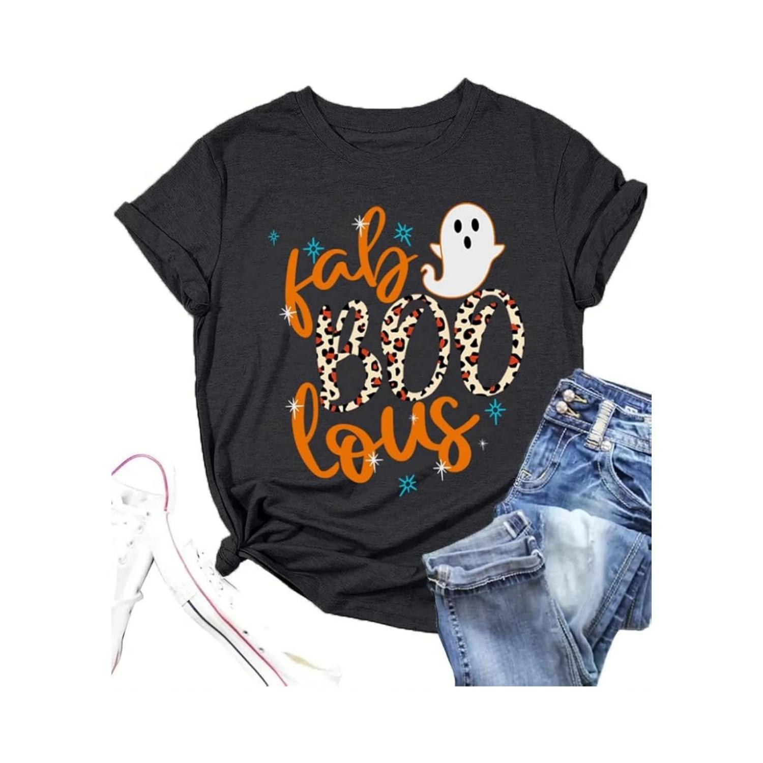 

Teacher Halloween Shirts for Women Funny Ghost Graphic Short Sleeve Tee Shirts Cute Spooky Short Sleeve Fall Tee Top 01232 S чёрный