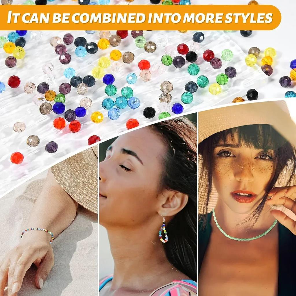 50 Stück Kristall Rondell Facettierte Glasperlen Für Schmuckherstellung DIY Damen Armband Halskette Schmuckzubehör 4*6mm