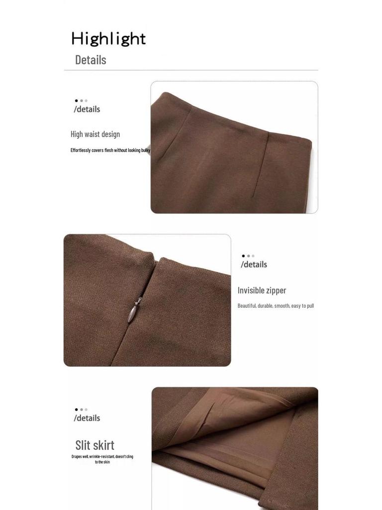 Women's Woolen A-Line Mid-Length Slit Skirt - Autumn/Winter 2025 Collection