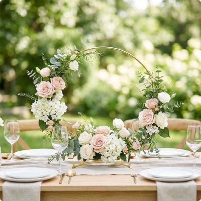 Tabletop Hoop Stand Colored Metal Glossy Centerpiece Riser for Wedding Planners, DIY