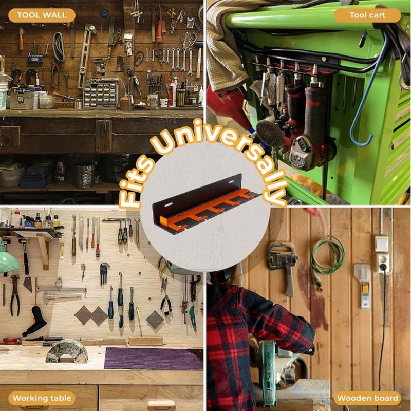 Walls Mounted Pneumatic Tool Holder with Sliding Lock for Secure Storage Heavy Metals 5 Slot Rusts Proof