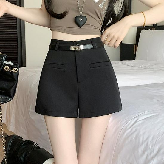 

Summer Women s Black A-Line High-Waisted Casual Shorts Suit, 2025 Collection XS чёрный