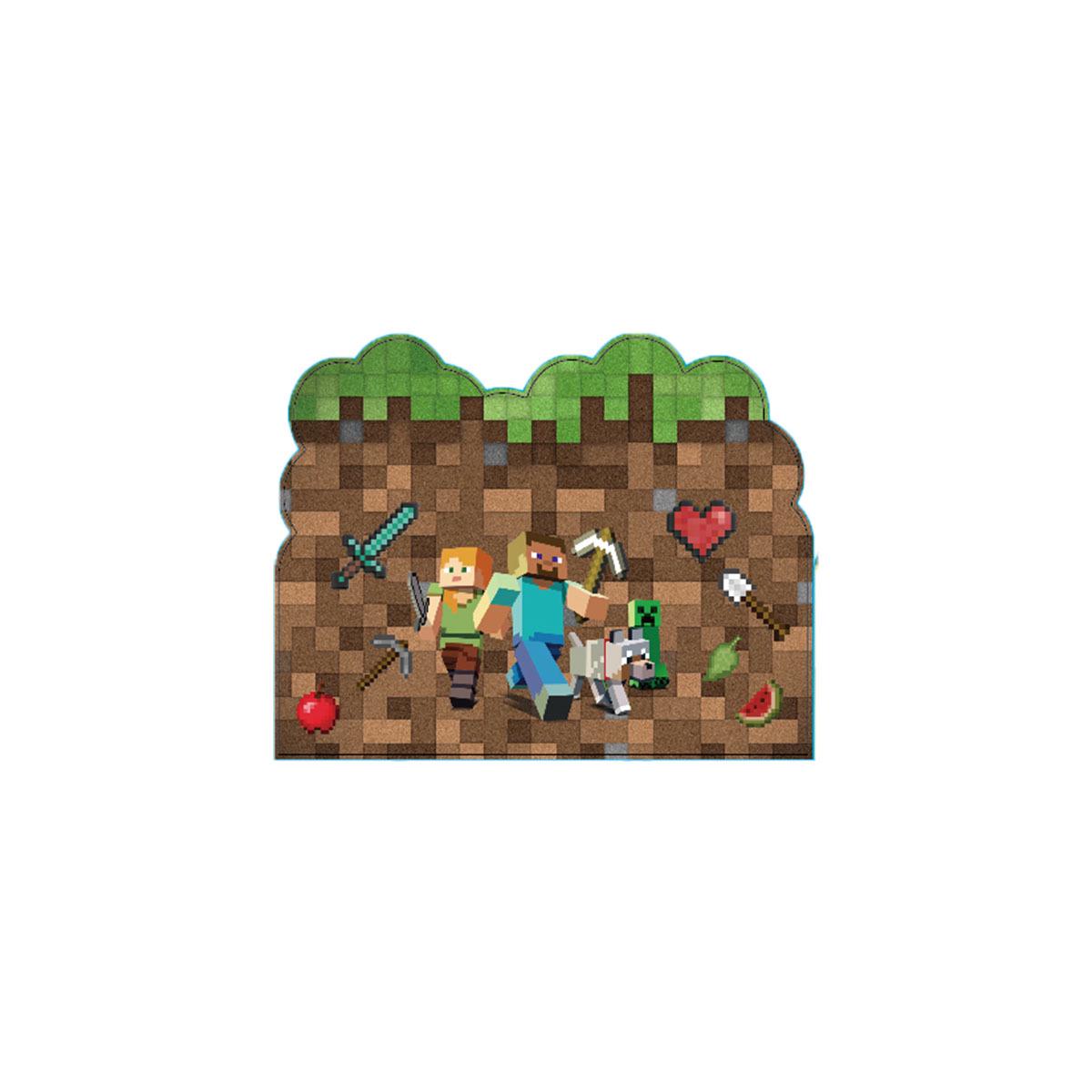 Pixel Minecraft Birthday Invitation and Party Decorations