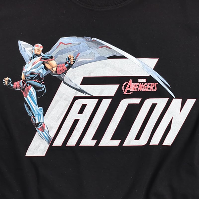 EVERSOUL Marvel T-Shirt, Short Sleeve, Falcon, Captain America, American Comics, Avengers, Gift, Unisex, Black, Size M [Parallel Import]