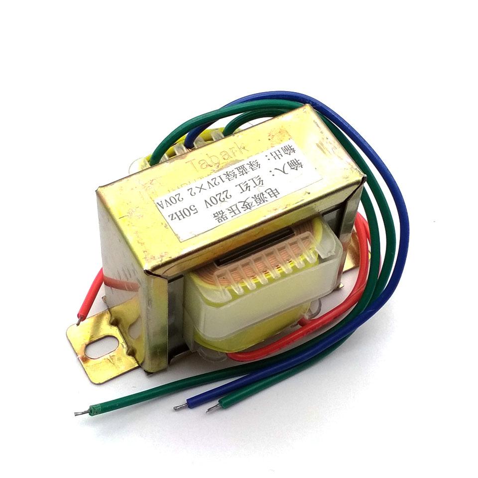 20W EI Ferrite Core Input 220V 50Hz Vertical Mount Electric Power Transformer Output Voltage Doubel 12V