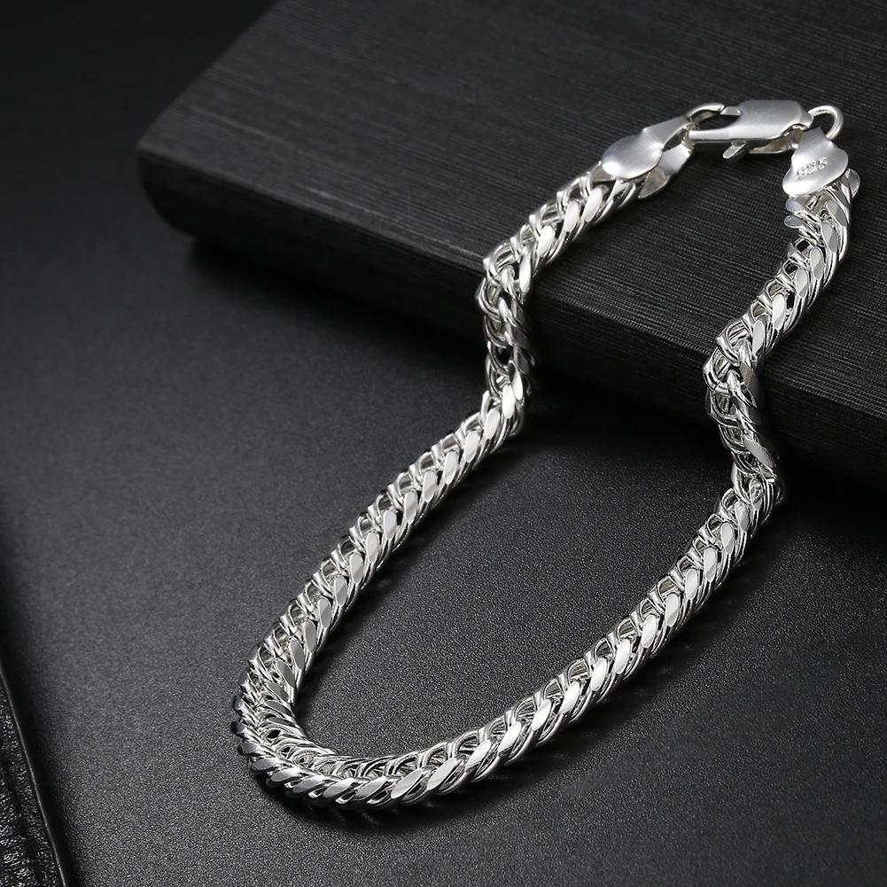 New   Copper 18K Gold charms 6MM Geometry Chain Bracelets for Women Men Fashion Wedding party Gifts Fine Jewelry