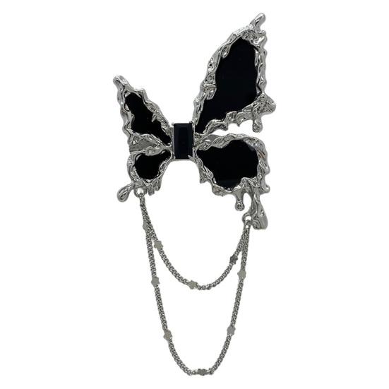 

Liquid Butterfly Brooch Dazzling Rhinestone Inlays Chain Decor Suit Lapel Badge Dress Coat Shawl Accessory чёрный