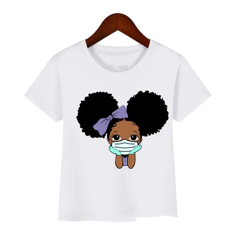 Summer Melanin Baby Girls Tshirt Cute Black Girl Magic Toddler Kids Top Tee Funny Lovely Childrens Polyester Fiber Clothing