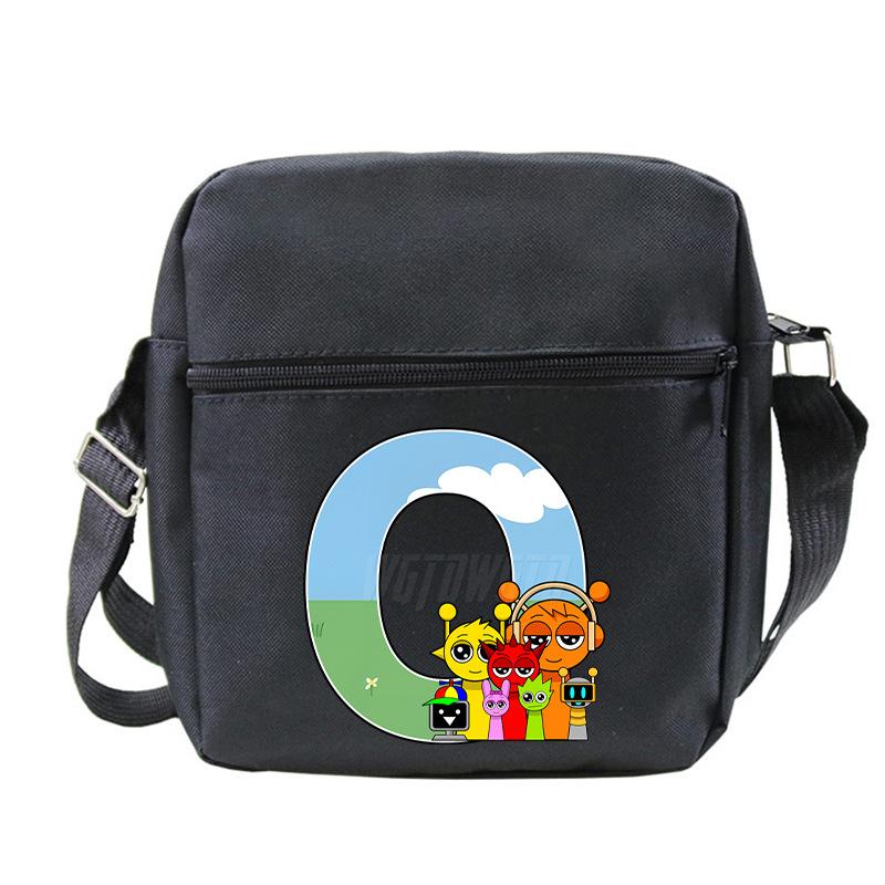 Fashion Children'S Shoulder Bag 26 Letters Personalized Printing Rhythm Box Black Messenger Bag Stationery Bag