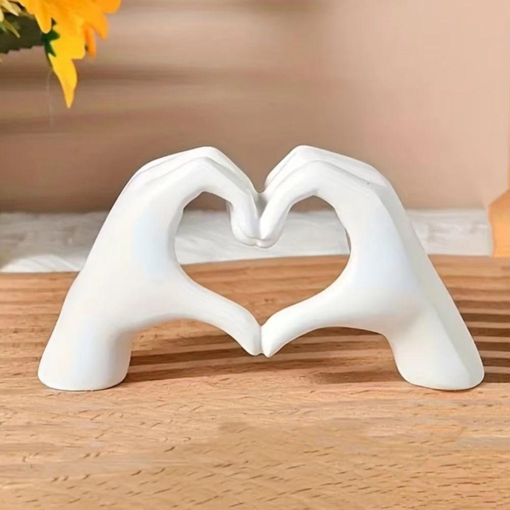 Desktop Ornament Love Gesture Sculpture Resin Hand Love Figurines Heart Hand Statues Bedroom