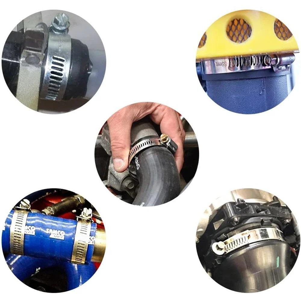 60/100pcs Stainless Steel Screw Band Hose Clamps Adjustable Car Fuel Hose Clamps Clamp Hose Clamp Fasteners Kit