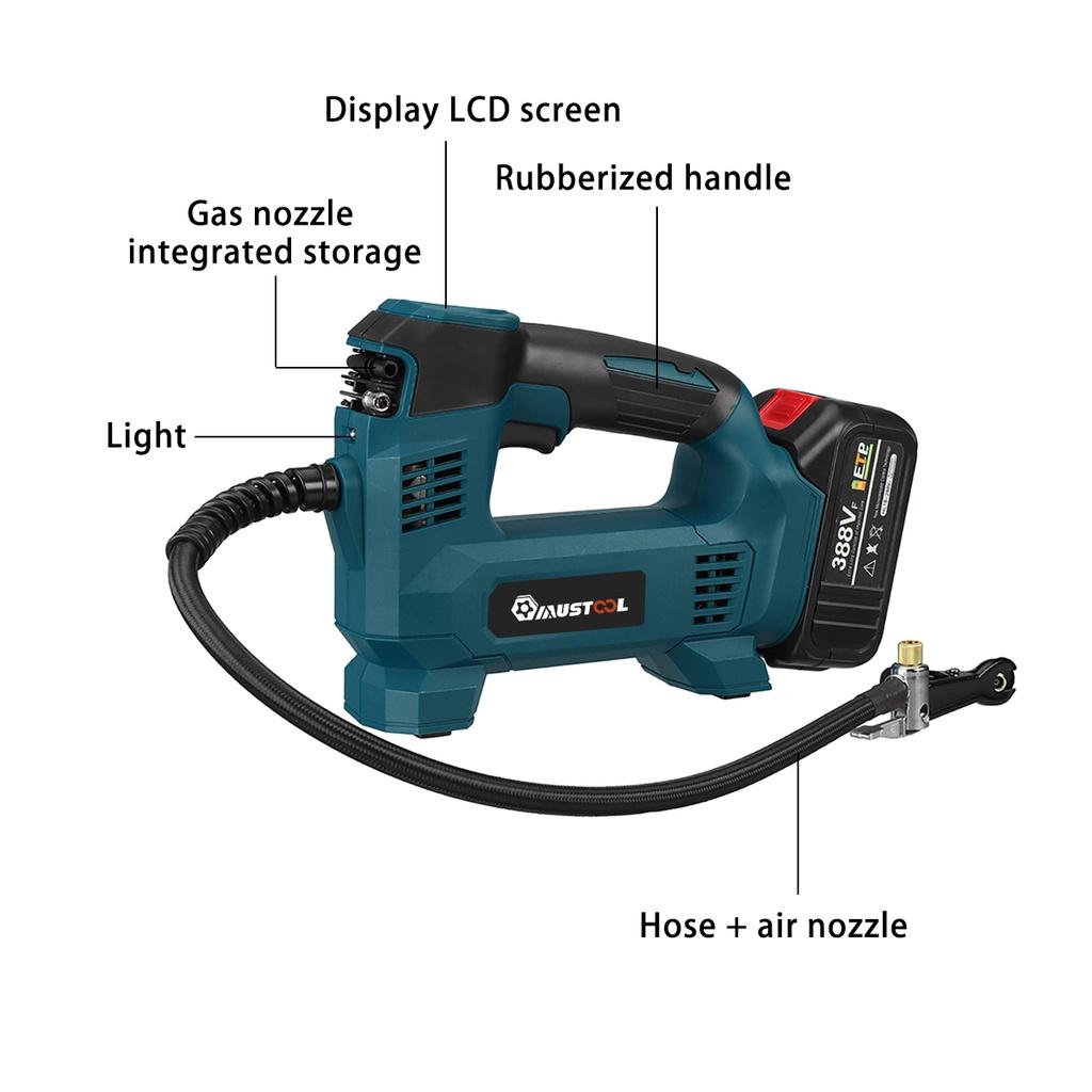 Wiederaufladbarer Auto-Luftkompressor, kabellose aufblasbare Pumpe, tragbare Luftpumpe, Auto-Reifenfüller, digital, für Fahrradbälle