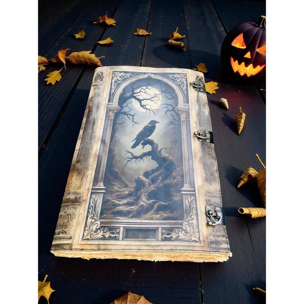Raven Leather Grimoire | Witchcraft Journal, Vintage Diary