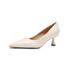 Soft Leather Concise Ladies Office Shoes  Spring Shallow Comfort 6.0cm High Heels Women Pumps Dress Pointy Toe Wedding Shoes