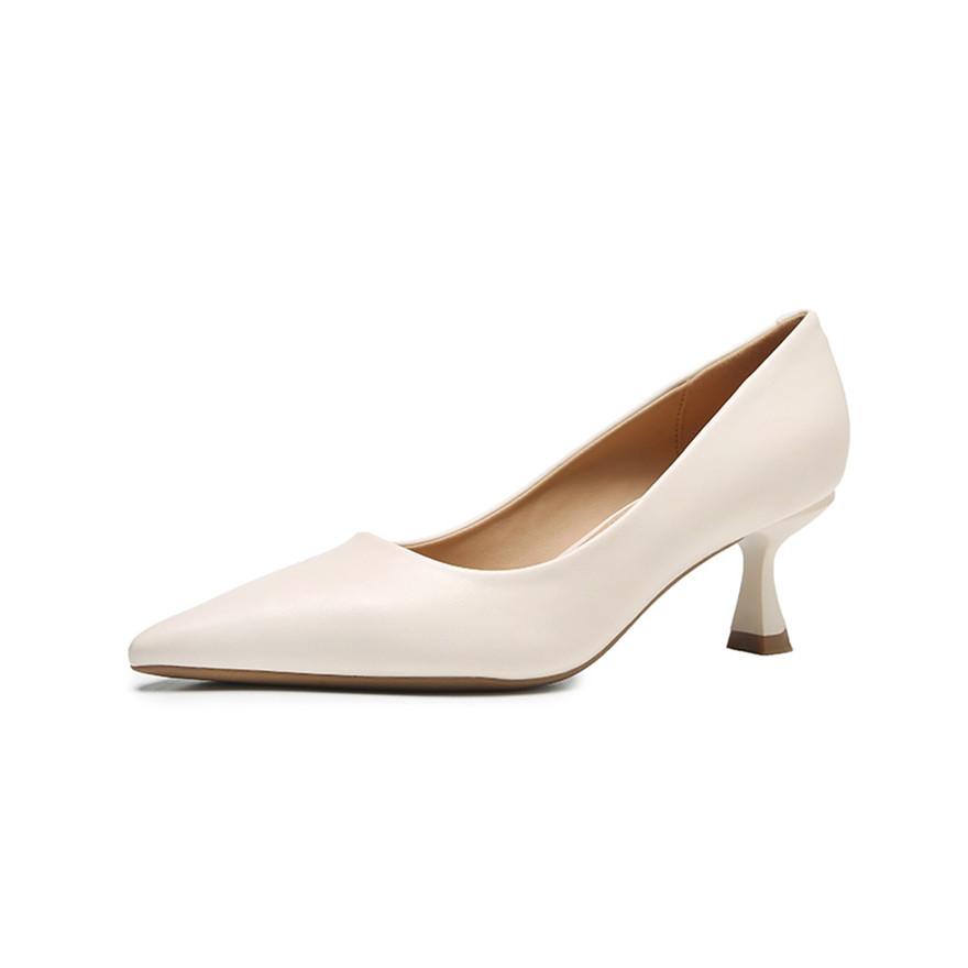 Soft Leather Concise Ladies Office Shoes  Spring Shallow Comfort 6.0cm High Heels Women Pumps Dress Pointy Toe Wedding Shoes
