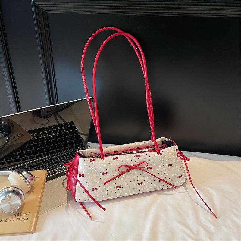 

Fashion versatile sweet bow armpit bag women s summer simple niche high-end single shoulder handbag красный