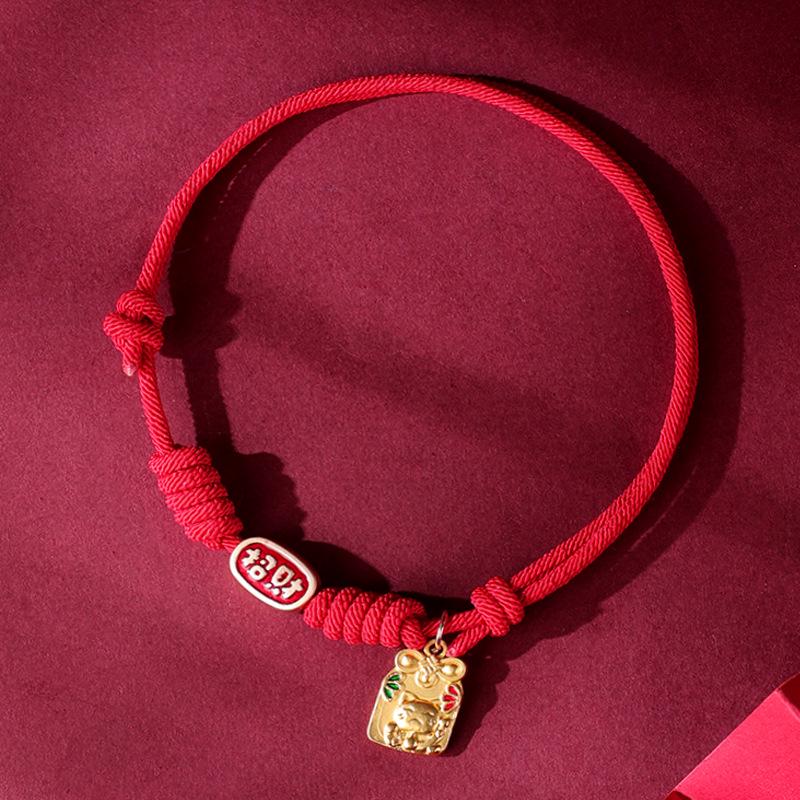 Handmade Red Rope Pet Necklace: Attract Wealth & Fortune for Cats & Dogs