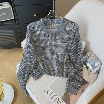 Maglione da Donna Coreano a Maglia Larga Protezione Solare - Design Sottile Forato Primaverile