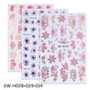 2/3 Stück Gold-Rosa Hibiskusblüten-Nagelsticker 3D Bronzefarbener Rand Blütenblätter Sakura Linien Slider Nagelaufkleber DIY Maniküre Dekor